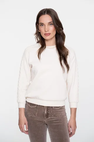 Geisha Fashion Women - Sweater knitted insert off-white - Gr. - S