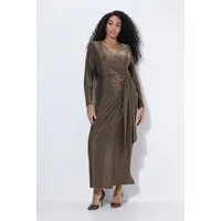 Ulla Popken Cocktailkleid Maxikleid Glitter Wickeleffekt V-Ausschnitt