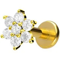 PIERCINGLINE Piercing-Set Titan Labret mit Innengewinde KRISTALLBLUME (Labrets, 1-tlg)