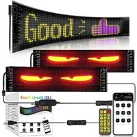 PRIISF Autosonnenschutz Auto Teufel Auge Licht Dynamische Devil's Eye Flexibler LED-Bildschirm, (Led Laufschrift Leuchtreklame Leuchtschild, RGB LED Digital Display Flexibler Auto Frontscheibe Bildschirm), DIY LKW Programmierbarer LED Smart Bunte Aug