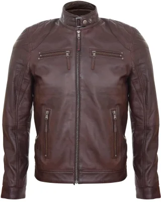 Biker-Rennjacke aus Leder mit Reißverschluss