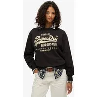 Superdry Sweatshirt EMBELLISHED VL LOOSE CREW aus Seide, Relaxed Fit, mit Rundhalsausschnitt, hüftlange Schnittform
