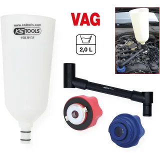 KS Tools Öl-Einfülltrichter-Satz mit drehbarem Winkelarm für VAG, 4-tlg - 150.9155