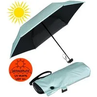 iX-brella Taschenregenschirm Sonnen-Regenschirm mit UPF 50+, UV-Hitze-Schutz, winzig klein, mit Handöffner, innen schwarz