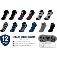 EloModa Sneakersocken Kinder Sneaker Socken 12 Paar Antirutsch ABS Noppen Baumwolle, (12-Paar) 12 Paar Kinder Sneaker Socken mit ABS Antirutsch-Noppen