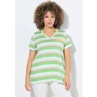 Ulla Popken T-Shirt Ringelshirt Sonne A-Linie V-Ausschnitt Halbarm