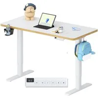 FLEXISPOT Schreibtisch Kinderschreibtisch Höhenverstellbar (16mm Abgerundete Tischecken, LED-Display & 3 Speichertaste), MIT 2xHaken& 1xBecherhalter, Kindersicherung