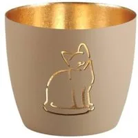 Giftcompany Kerzenhalter Windlicht Madras Katze Sandstone Gold