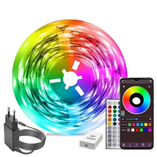 Elfeland 5M/10M/15M/20M 24V Smart LED RGB Strip Light With Double-Row LEDs APP Remote Control Music Sync Light Strip Kit