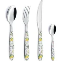 EasyLife Besteck-Set Fleurs et Citrons, Stahl, Spülmaschinengeeignet, Mehrfarbig, Zitronen, H: cm