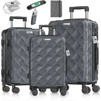 KESSER Kofferset, Reisekoffer 3-teilig Hartschalenkoffer mit Handgepäck, Schloss & Waage