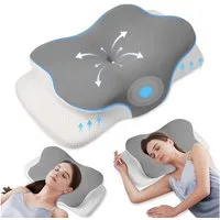 Simloveve Kopfkissen Nackenstützkissen,Nackenkissen,Seitenschläferkissen, Füllung: Memory Foam Kissen, Bezug: Abnehmbarer, atmungsaktiver Kissenbezug aus Eisseide, Kissen für Seiten Rücken & Bauchschläfer, stützendes Nackenkissen, ergonomisches Seite