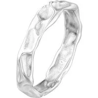 SCHOSCHON Fingerring Wellen 925 Silber 4 mm Breite (Trend Boho Zarter Damenring 925 Silber, Schmuck), minimalistischer Silberring