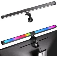 Quntis LED Schreibtischlampe 51cm 2in1 Monitor Lampen monitor licht klemmleuchte mit kabel RGB, Gaming RGB, LED wechselbar, Variables RGB-Umgebungslicht, Tageslichtweiß, pc bildschirmlampe für Büro Jugendzimmer Studie rgb beleuchtung gaming