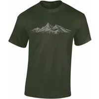 Baddery Print-Shirt Wander T-Shirt: "Alpengipfel" - Kletter T-Shirt für Wanderfreunde, hochwertiger Siebdruck, auch Übergrößen, aus Baumwolle