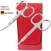EloModa Maniküre-Kosmetik-Etui Solingen Nagelscheren Set mit Turmspitz-Schere & Echtleder Etui Made, 2 tlg., Nagelschere und Turmspitz-Schere