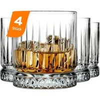 Pasabahce Gläser-Set Elysia Whiskeyglas, 4-tlg., Glas, perfekt für Whisky, Bourbon & mehr, 4er Set, 355ml