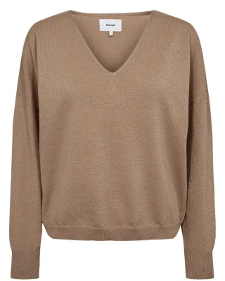 Nümph - NUDAYLETTA LUREX V-NECK PULLOVER silver mink - Gr. - XS