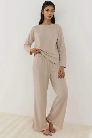 Weiches Touch Texturiertes Relax Fit Schlafanzug-Set