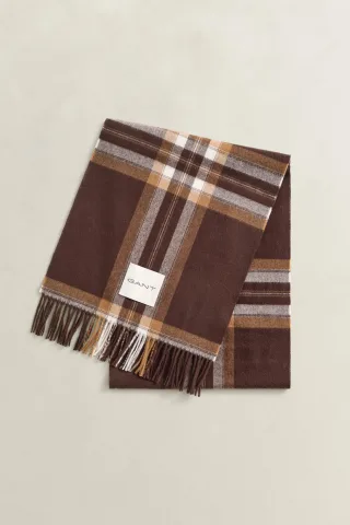 GANT - Wollschal mit Tartan-Muster DEEP BROWN - Gr. - OS