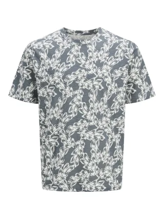 JACK&JONES - JORSPLIT AOP TEE SS CREW NECK LN stormy weather - Gr. - M