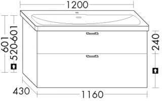 Burgbad WTU.-Schr. Sys30 PG1 Aqua 601x1160x430 Veloursgrau Matt, WZFB116F6431 WZFB116F6431