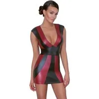 Cottelli Collection Minikleid Wetlook Kleid - schwarz, rot (1-tlg) Tiefer Ausschnitt vorne und hinten