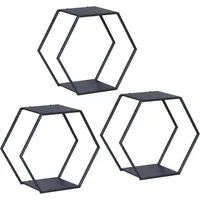 en.casa Regalelement, 3-tlg., »Tand« Regalset 32 x 37 x 19 cm Stahl Schwarz