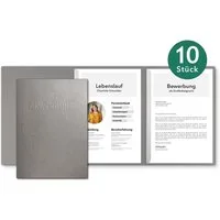 STRATAG Bewerbungsmappe in feinster Lederstruktur - 10 Stück 3-teilig mit 2 Klemmschienen (Set, 10-St., mit hochwertiger Relief-Prägung BEWERBUNG), direkt vom Hersteller STRATAG - handgefertigt in Deutschland