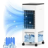 Rebonique Standventilator 3 in 1 Luftkühler Luftbefeuchter Ventilator Leise 8H Timer 3 Geschw., 70° Oszillation 8L Wassertank Fernbedienung 8H Timer