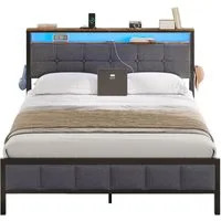 MSMASK Polsterbett mit Ladestation und LED-Beleuchtung (1-tlg., Ohne Matratze), Jugendbett, Bettgestell 160x200cm