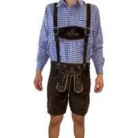 Dretaild Trachtenlederhose Herren Lederhose Tracht Kurz mit Hosenträgern