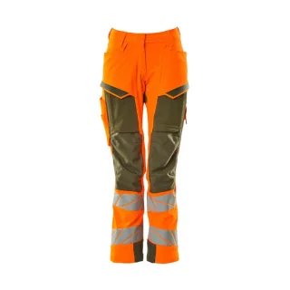 MASCOT Damen Hose mit Knietaschen ACCELERATE SAFE Hi-vis Orange / Moosgrün 48 - 19078-511-1433-82C48
