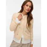Vero Moda Strickjacke VMFIORELLA EMB LS O-NECK SHORT CARD BOO mit Blumenstickerei