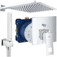 Grohe und Jowi Duscharmatur Eurcocube Unterputz Duschsystem, Kopfbrause Regendusche (Unterputz-Duschsystem, Set)