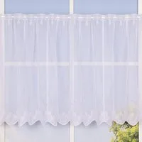 SCHÖNER LEBEN. Vorhang Scheibengardine Meterware Voile Stickerei Ornamente nähfrei weiß 60cm, leicht perforiert, Polyester, bestickt