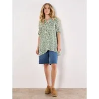 Apricot Blusentop Lagenshirt mit Animalprint und Krempelärmeln