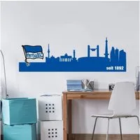 Hertha BSC Wandtattoo Fußball Hertha BSC seit 1892 Skyline Fahne Blau Weiß Flagge Büro, Wandbild selbstklebend, entfernbar