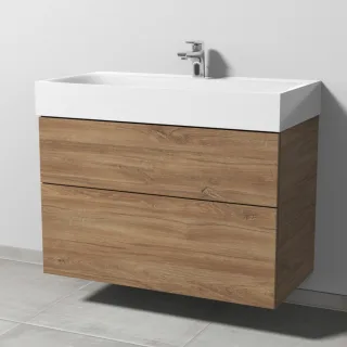 Sanipa 3way Waschtischunterbau zu Kaldewei Silenio Waschtisch mit 2 Auszügen, Eiche-Kansas SM45659