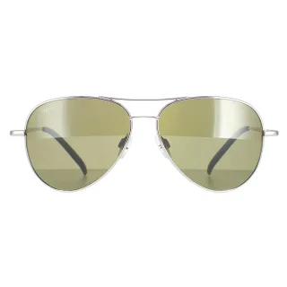 Serengeti Aviator Unisex Glänzend Silber Polarisiert Grün 555nm Carrara Klein