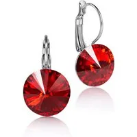 LUISIA® Paar Ohrhänger Silberne Ohrringe "Rivoli" mit 12 mm Kristallen von Swarovski® (2-tlg., inkl. Schmuckbox), Große Farbauswahl