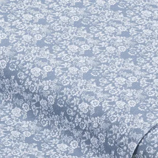 Baumwoll-Trachtenstoff "Blümchen", blau/weiß