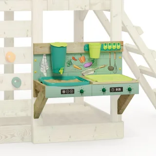 Matschküche Muddey Play für Spielturm - Outdoor Sand- und Wasserspielküche aus Holz - Robust & Kreativ für Kinder 80 cm Montagebreite - Wickey
