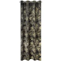 Eurofirany Vorhang Dekovorhang STELLA glänzender Velvet mit Blumenmotiv, Ösen, Samtvorhänge mit floralem Muster, Ösen, Kräuselband
