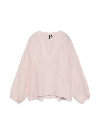 VERO MODA - VMNATALI LS EMB TOP WVN NOOS Pink-A-Boo - Gr. - S