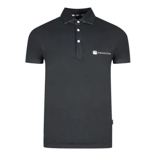 Aquascutum Aldis Crest Block Logo Schwarzes Poloshirt