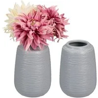 relaxdays Tischvase Vasen Set aus Keramik (2 St), grau