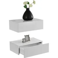 en.casa Nachtschrank »Oslo« in 2er Set mit Schublade 46x30x15cm Weiß Matt