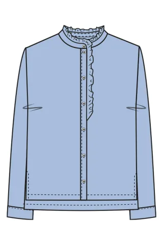 Smith&Soul - Ruffle Neck Blouse light blue - Gr. - L