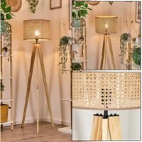 hofstein Stehlampe Stehlampe aus Holz/Rattan/Wiener Geflecht in Naturfarben, ohne Leuchtmittel, mit rundem Schirm (40 cm) u. Fußschalter, 1x E27, ohne Leuchtmittel
